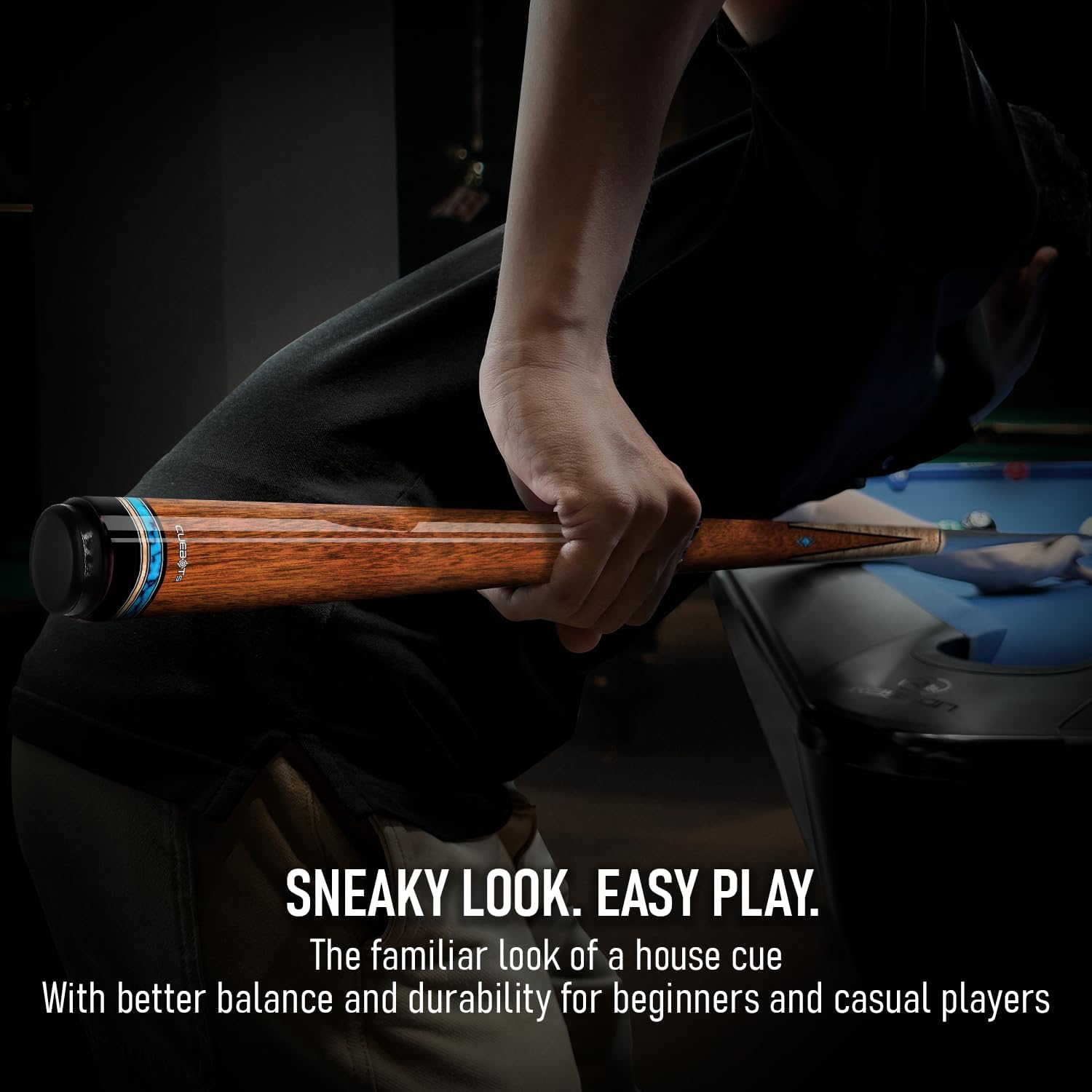 CUEBOTS Glass Fiber Cue, Glass Fiber House Cue Stick, Club Cue, Cue for Beginners, Durable Uni-QR, 3/8-10, 5/16-18 Joint, Long Lasting Glassfiber Shaft, 7-Layer Microfiber Tip