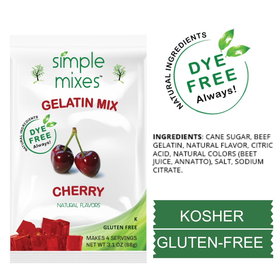 Simple Mixes Natural Gelatin Dessert, Lime, Kosher, 6 Pack of 3.1 oz each