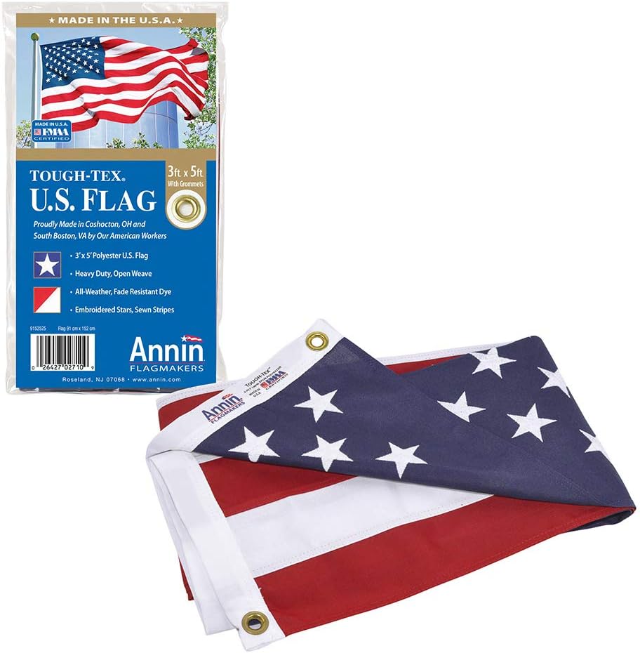 Annin Flagmakers (2730) Tough-Tex American Flag, Made in USA - 5 x 8 Feet | Polyester