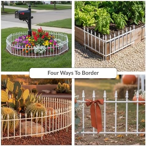 Sunnydaze Decorative Garden Fence Border, 9ft, 5 Panels, Black | 22" W x 18" H No Dig Metal Edging for Flower Beds, Yard, Lawn, Pathways & Landscaping, Roman Finial Design