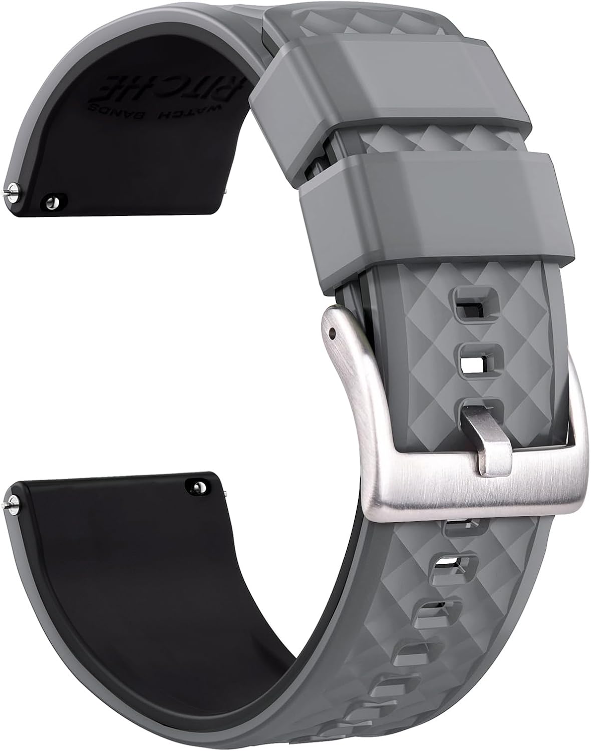 Ritche Christmas Gift Silicone Watch Bands 18mm 20mm 22mm 24mm Quick Release Rubber Watch Bands for Men, White Elephant Gifts