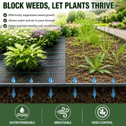 6FTx300FT Weed Barrier Landscape Fabric Heavy Duty 5oz Pro Ground Cover Mat