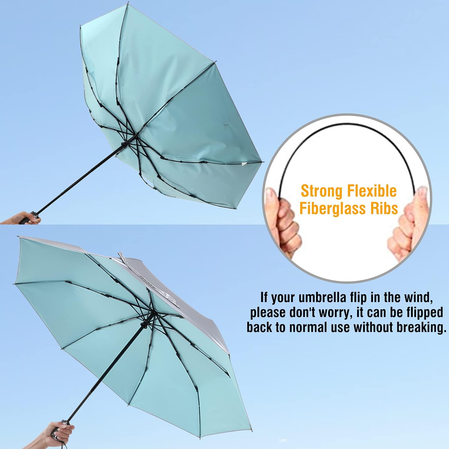 G4Free UPF 50+ UV Protection Travel Umbrella 42/46 Inch Auto Open Close