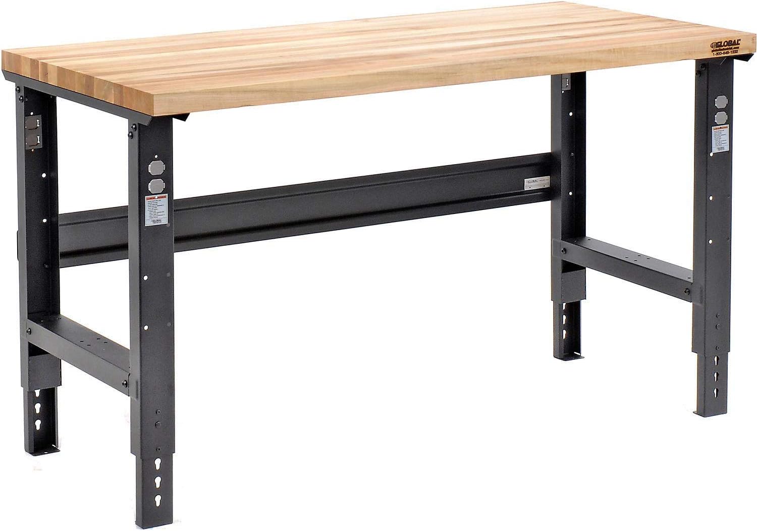 Global Industrial Adjustable Height Workbench C-Channel Leg, 60" W x 30" D