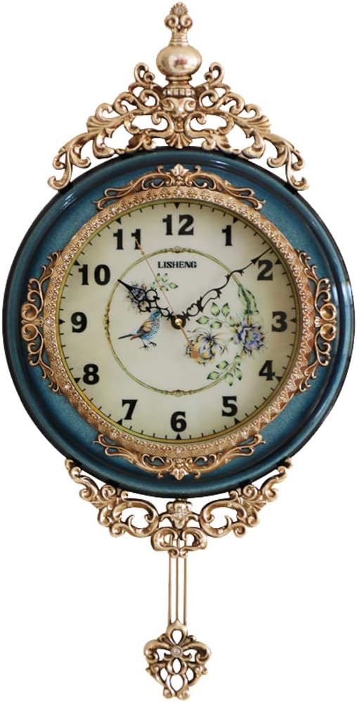 SHISEDECO 29.5" Large Vintage Antique Grandfather Pendulum Wall Clock, Blue
