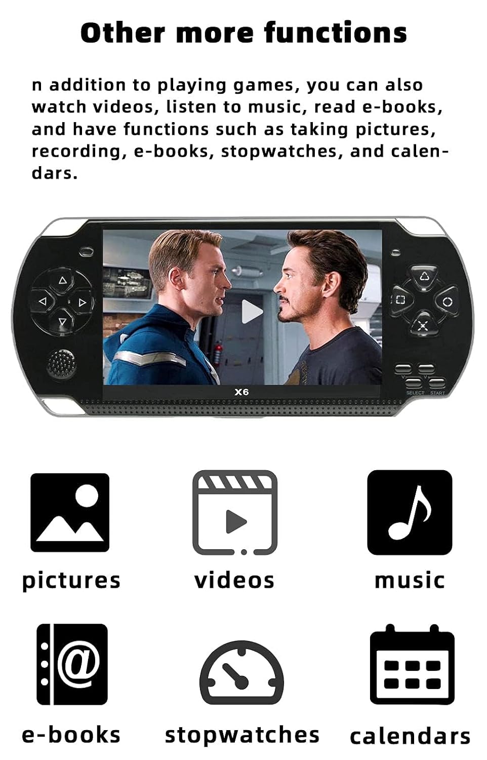 JXD Handheld Game Console 4.3 inch 8GB Built in 2000 Games for Multiple Simulators X6 Retro Video Game Console Mp3/4/Ebook TV Out Mini Hand Portable