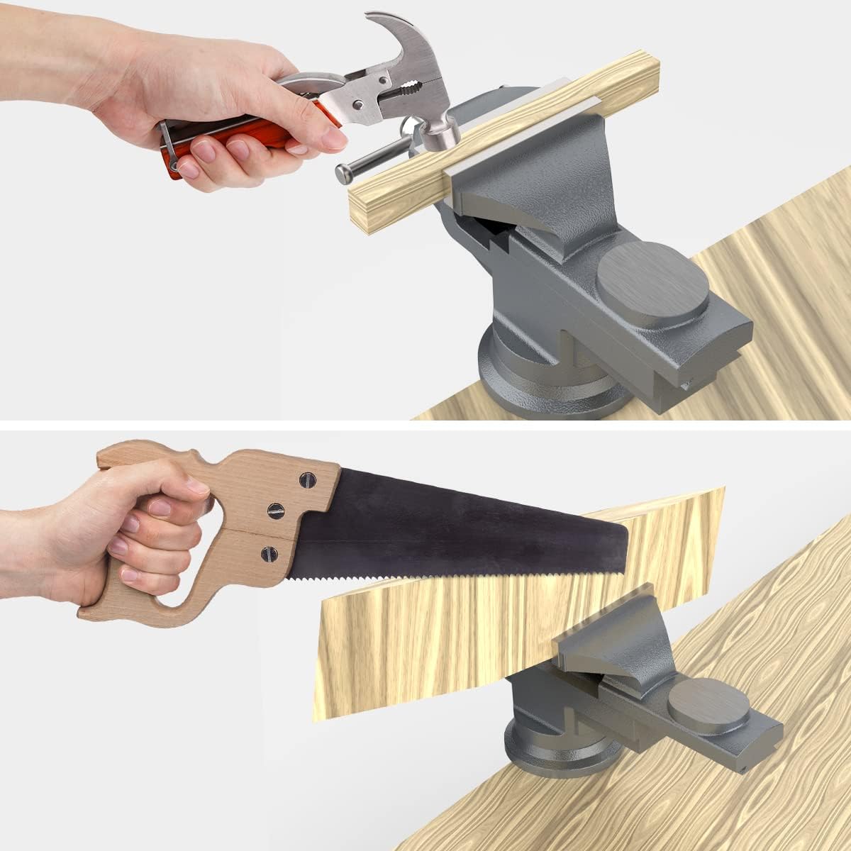 Housolution Universal Table Vise 3 Inch, 360°Swivel Base Bench Clamp