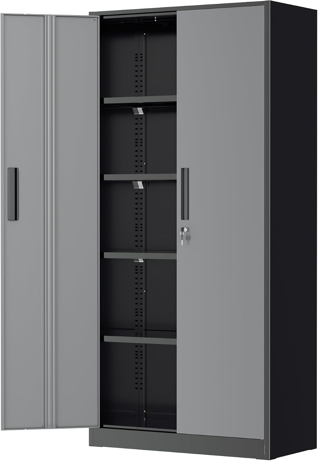Greenvelly Steel SnapIt Storage Cabinet, 72" Locking Metal Garage Storage Cabinet with 4 Adjustable Shelves, 2 Doors and Lock for File, Office, Garage