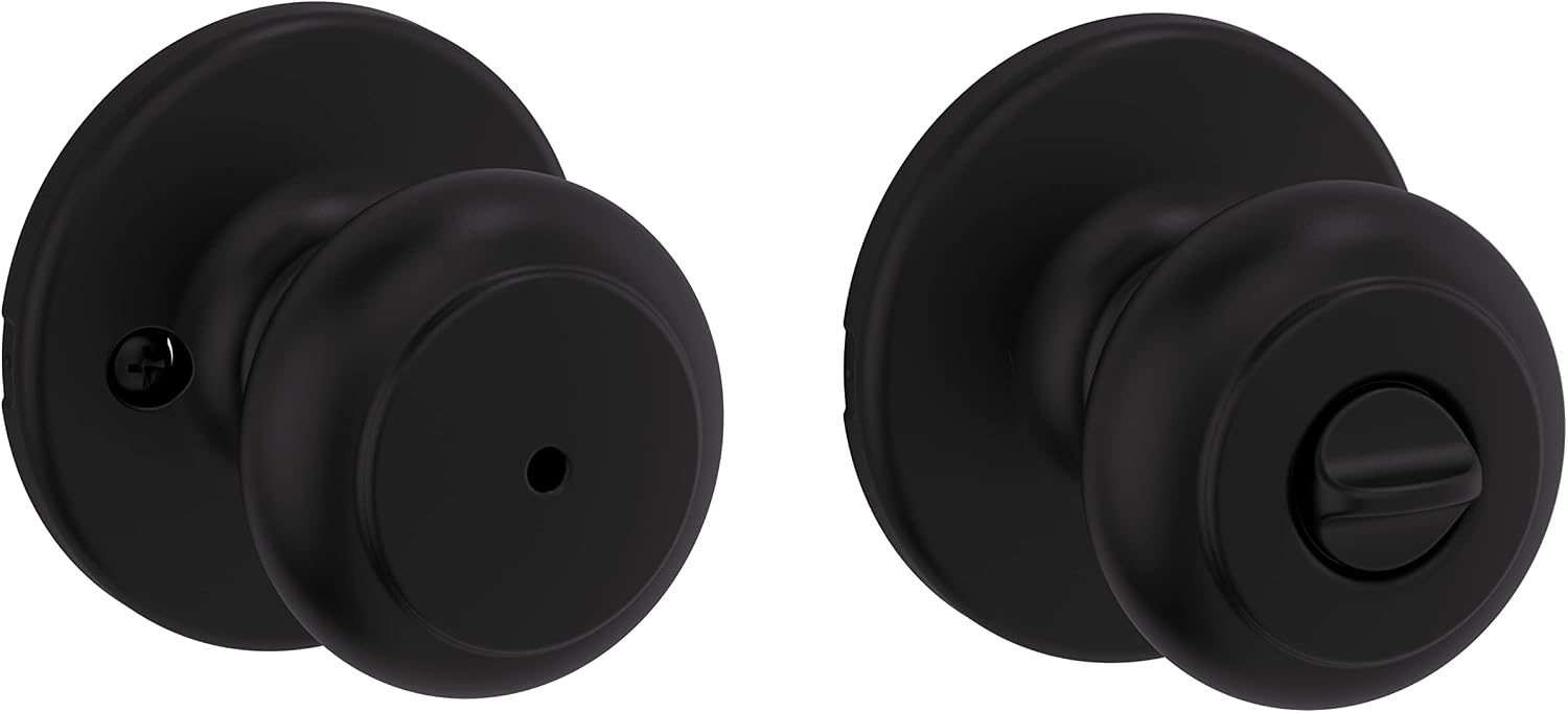 Kwikset Cove Interior Privacy Door Knob with Lock, Door Handle For Bathroom and Bedroom, Satin Nickel Keyless Turn Lock Doorknob, with Microban Protection