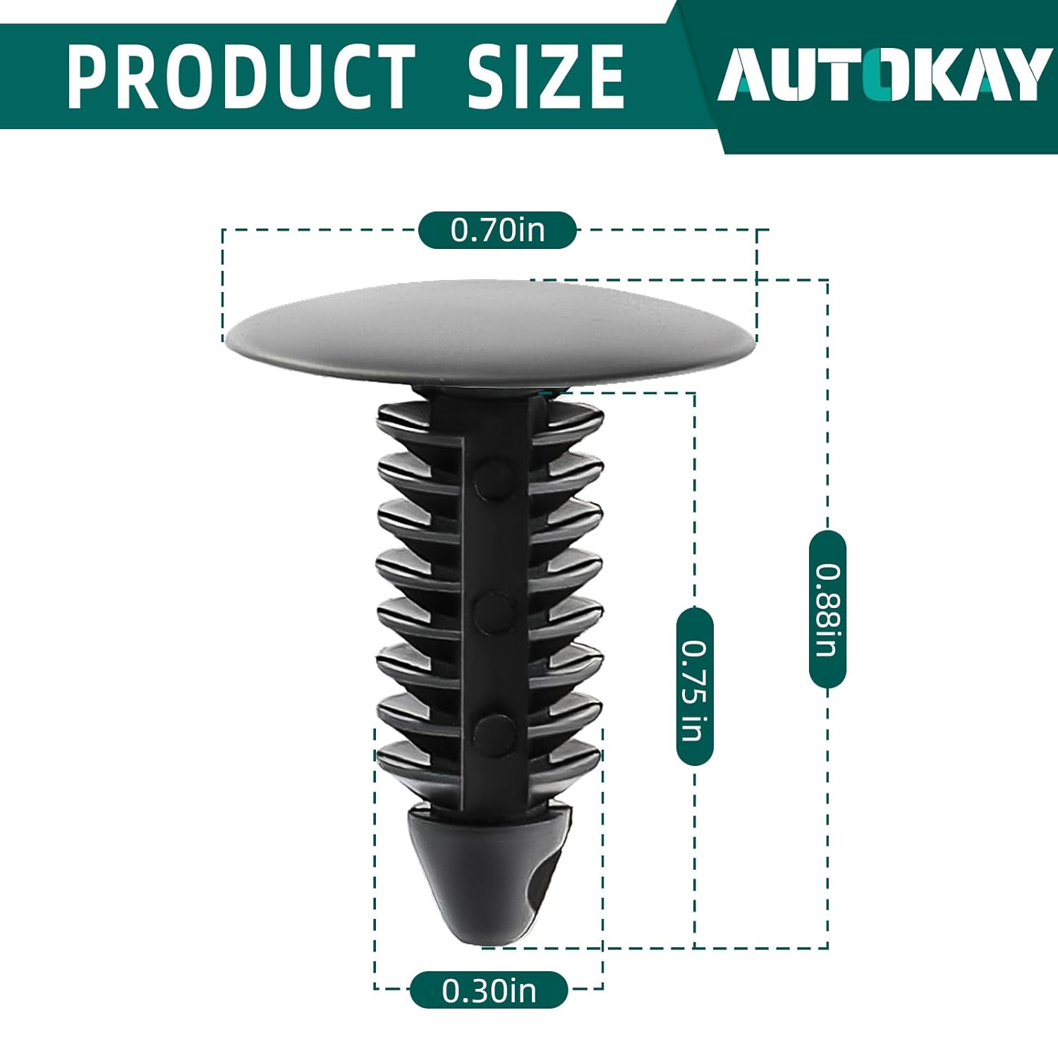 AUTOKAY 100Pcs 8mm Bumper Clips Auto Car Hole Plastic Rivets Fastener