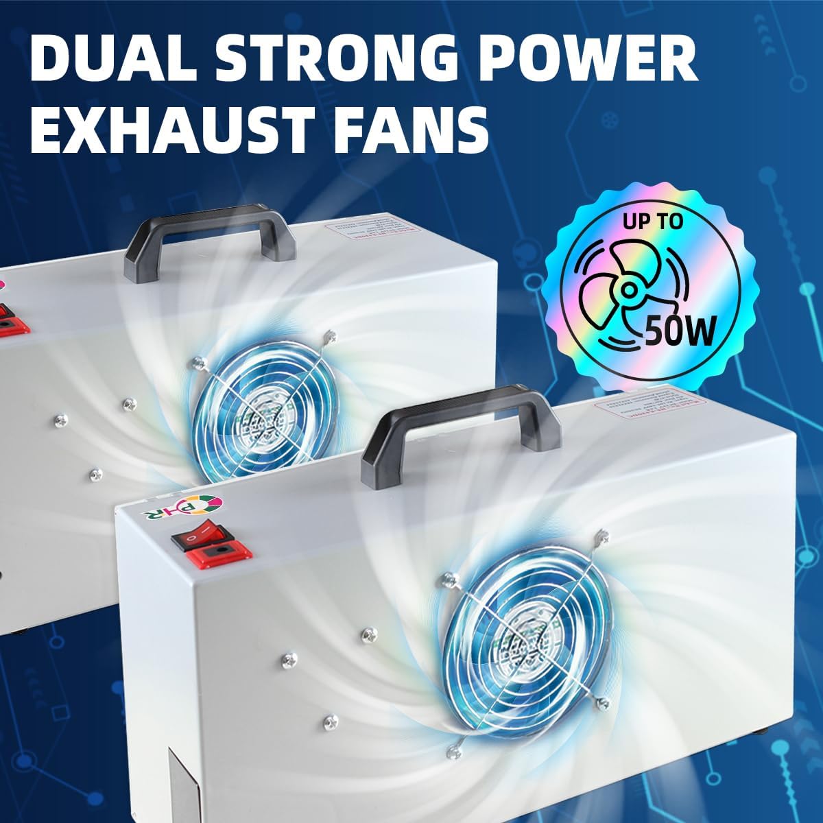 OPHIR 2 Sets of Portable Airbrush Spray Booth with Dual Fans, 6 LED Lights | Foldable Airbrush Paint Booth with 2x Exhaust Hoses, 2x 360° Turntables