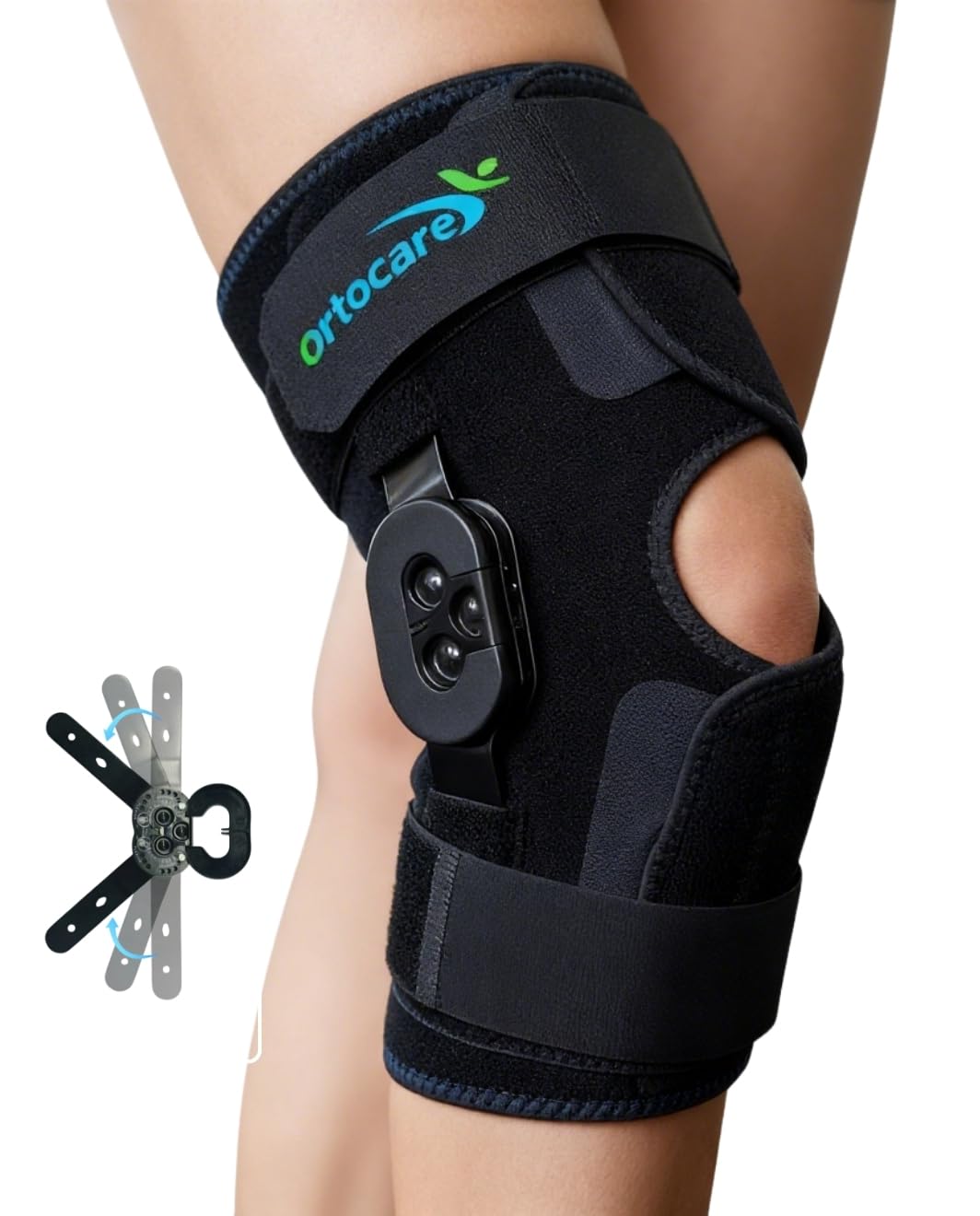 Hinged Knee Brace with Side Stabilizers & Locking Dial- Adjustable Knee Support for ACL Recovery, Meniscus Tear