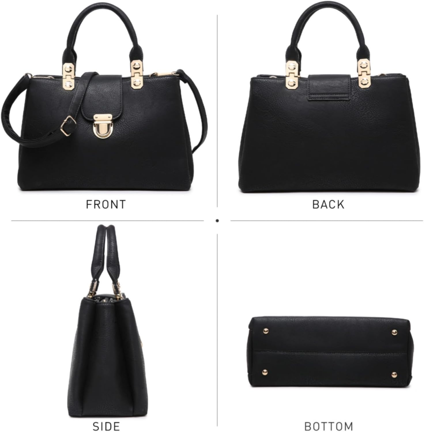 Dasein Women Satchel Handbags Top Handle Purse Medium Tote Bag Vegan Leather Shoulder Bag