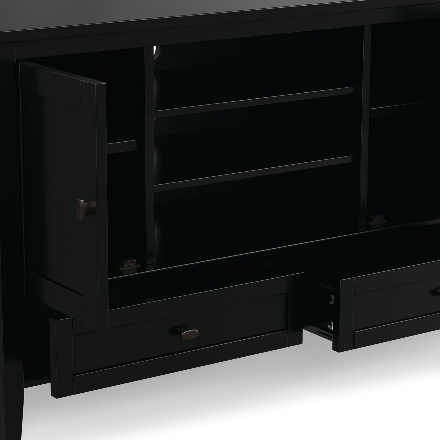SIMPLIHOME Warm Shaker 47" Wide Solid Wood TV Stand in Light Golden Brown