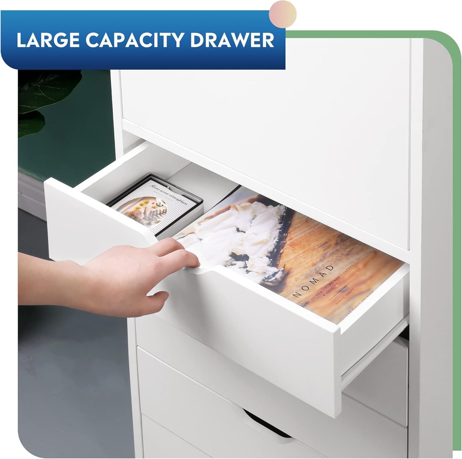 DEVAISE 7-Drawer Office File Cabinets, Mobile Craft Storage Cabinet, White | Wood Drawer Unit, Storage Cabinet, Rolling Cart, Printer Stand, Filing Cabinet with Drawers