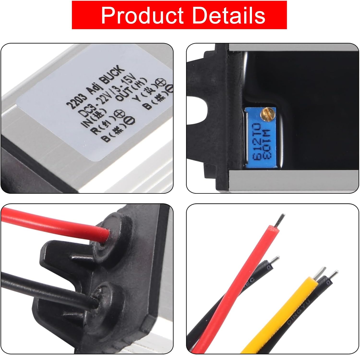 2PCS DC Buck Converter Voltage Regulator DC 8-22V to 3-15V 5V 12V 3A Step-Down Module Waterproof Car Power Converter Compatible with Led Light Car