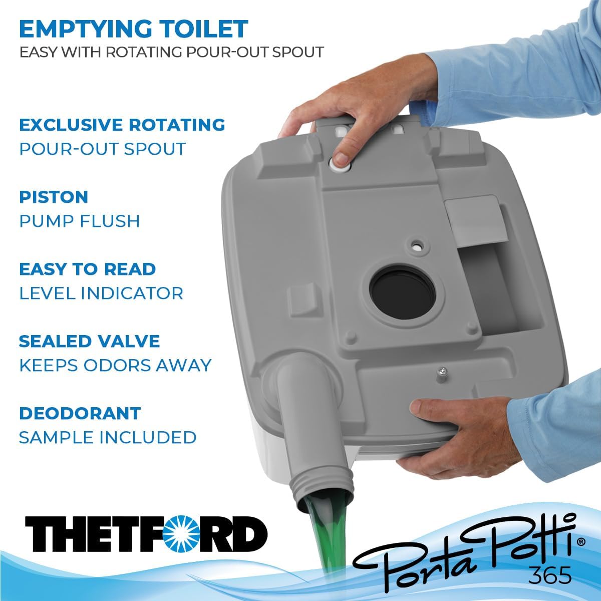 Porta Potti Thetford Porta Potti 365 Portable Toilet (for RV, Marine, Camping, Vans, Trucks, Healthcare) 92820, White