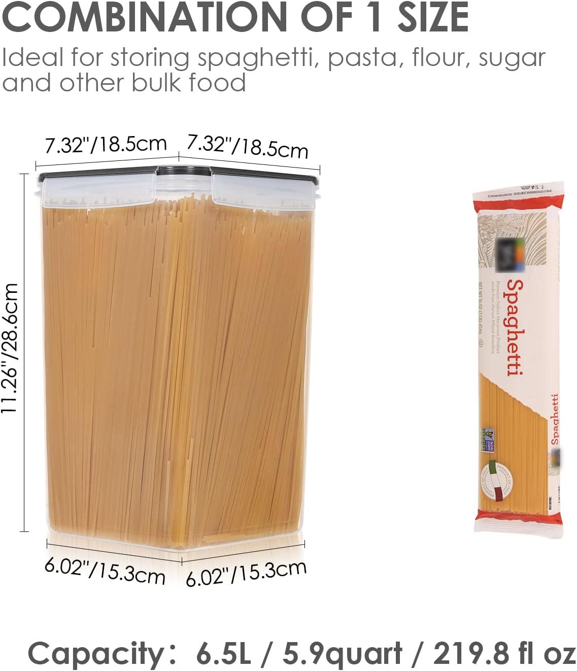 Vtopmart 5.2L Flour Sugar Storage Containers, 4 PCS, Black