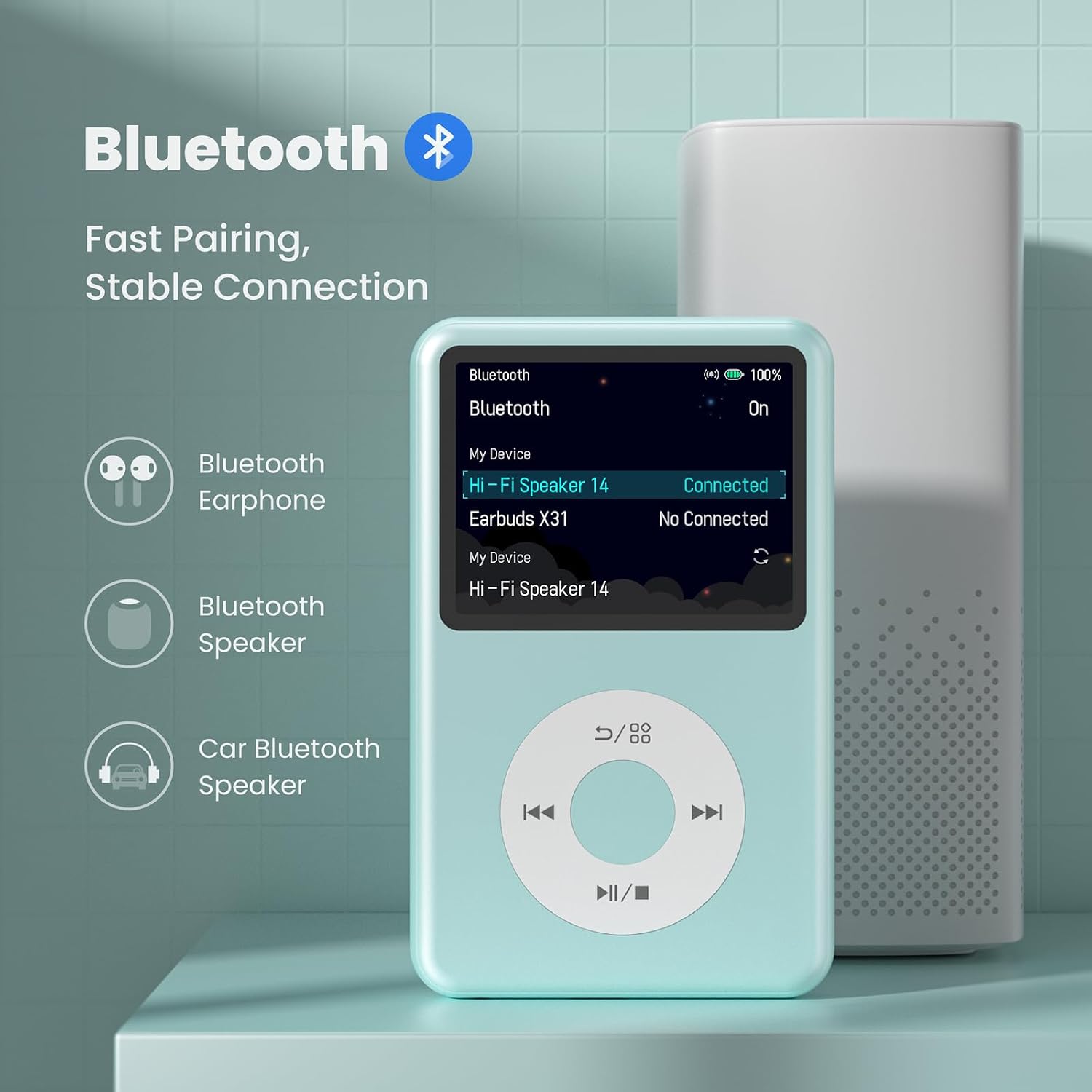 MP3 Player with Bluetooth 128GB Portable Music Digital Players Supports Playlist Audiobook Video Nice Gadget for Kids Black