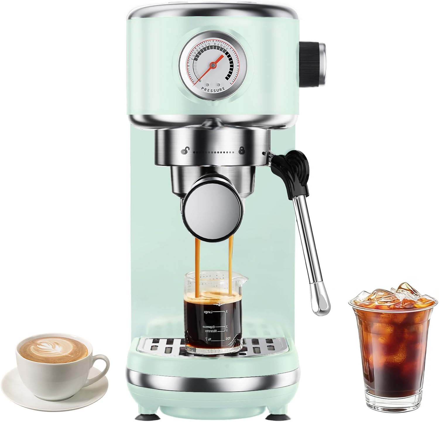 atatix 20 Bar Espresso Machine with Milk Frother, Compact Espresso Maker | Stainless Steel Coffee Machine with Precise Temp Control, 44oz Removable Water Tank for Latte, Cappuccino, White
