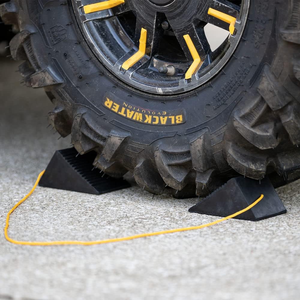 Buyers Products WC35225 Mini Rubber Wheel Chock Set, 5 x 3 x 2.25 Inches, 36 Inch Nylon Rope, Ideal For ATVs