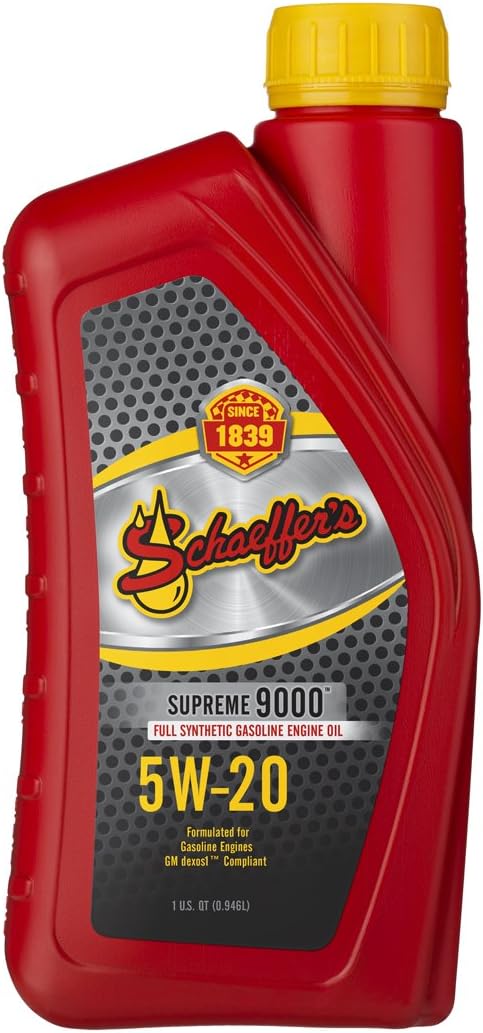 Schaeffer Manufacturing Co. 9005-012 Supreme 9000 Full Synthetic Gasoline Engine Oil 0W-20, 1-Quart Bottle (Pack of 12)