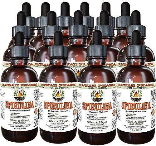 Hawaii Pharm Spirulina Alcohol-Free Liquid Extract, Professional Grade, Small Batch Crafted Spirulina (Arthrospira platensis) Dried Algae Glycerite Natural Herbal Supplement, 2 fl.oz