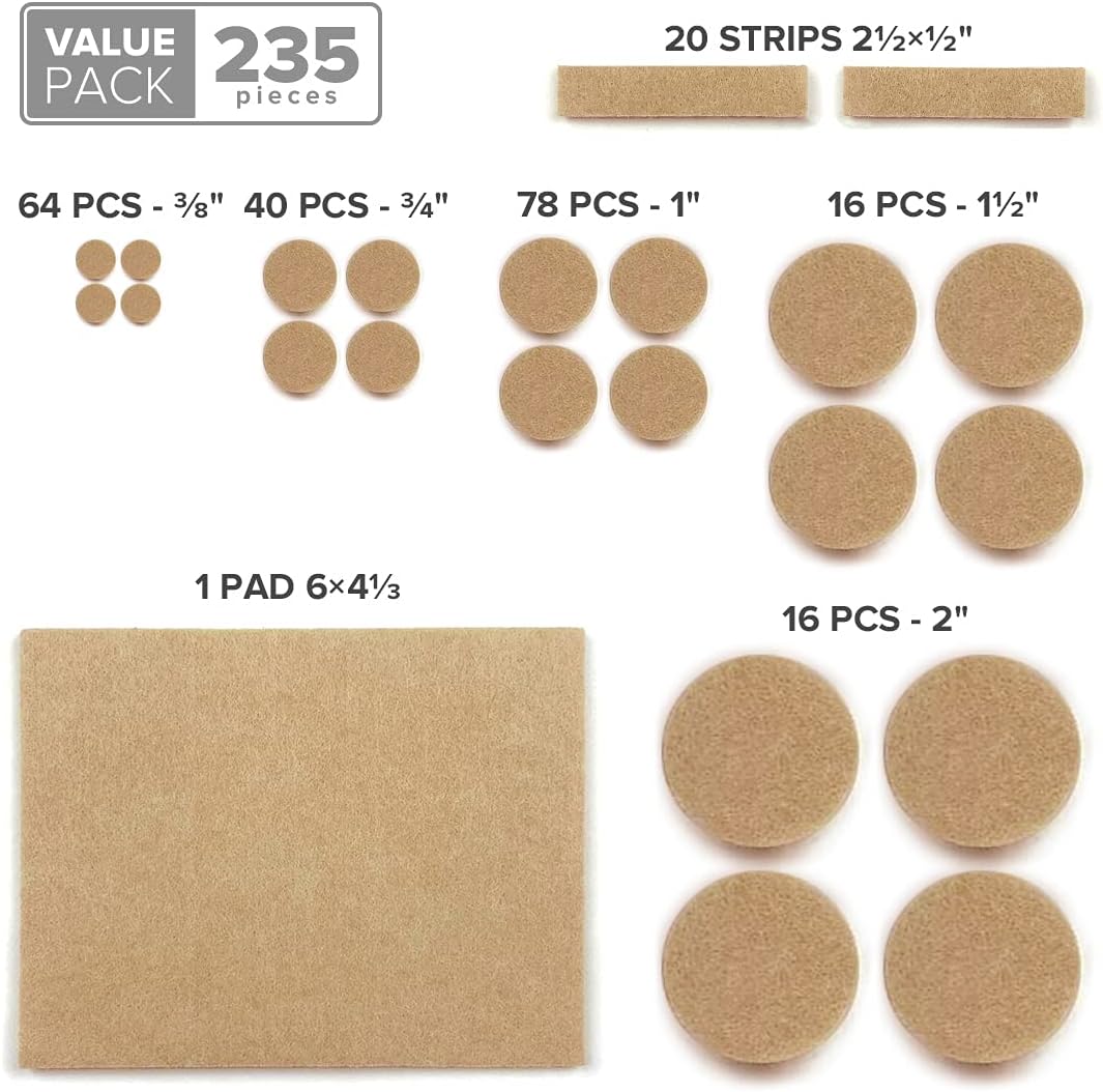 Felt Furniture Pads X-PROTECTOR 133 PCS Premium Furniture Pads - Felt Pads | Furniture Feet Wood Floor Protectors - Protect Your Hardwood & Laminate Flooring! Brown and Beige