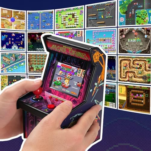 16 Bit Mini Arcade Machine Handheld Games Console for Kids Adults, 8-Way Joystick, 2.5'' Large Screen, 220 Built-in Classic Video Games, Gift for Kids