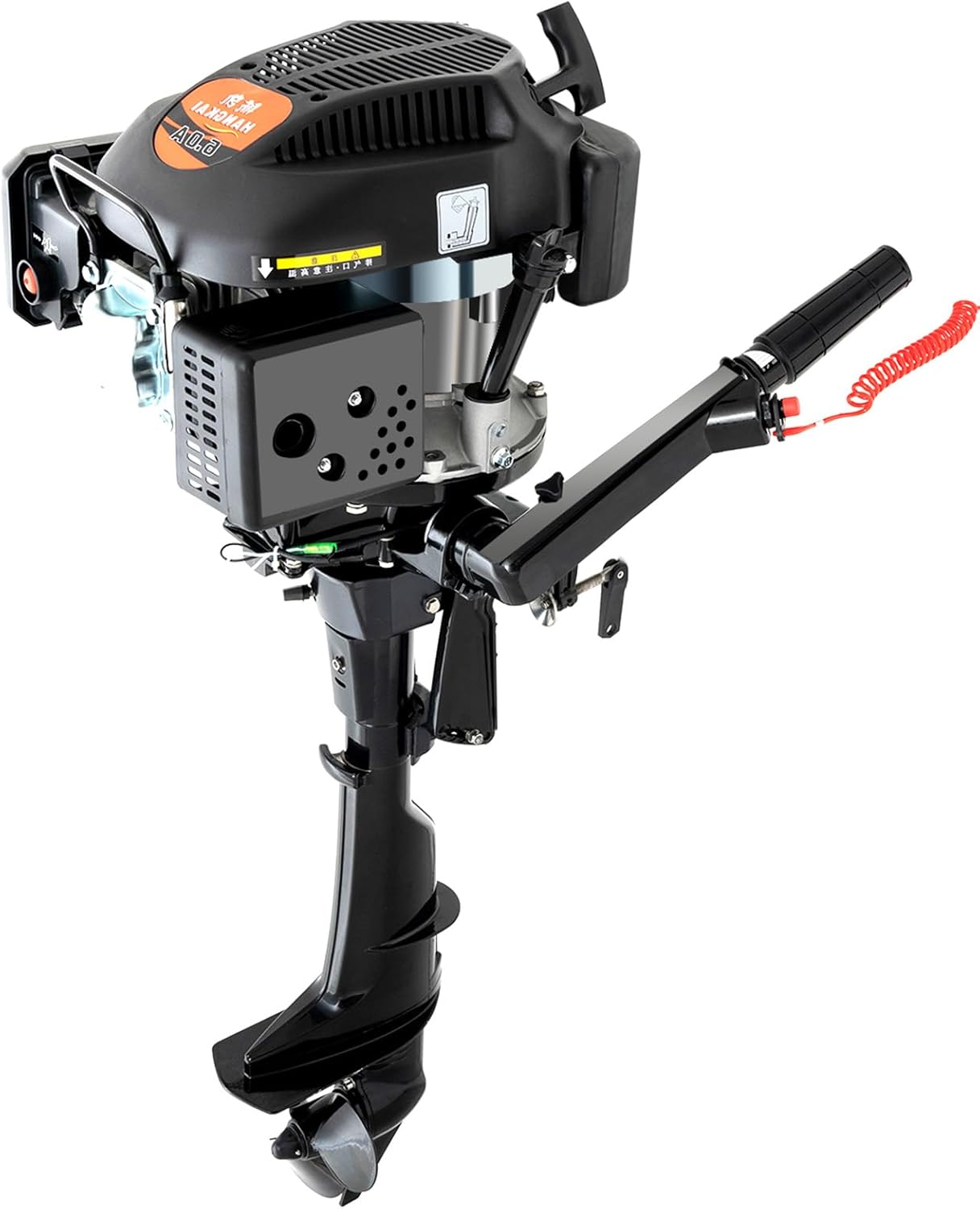 Outboard Boat Motor Air Cooled Gas Outboard Engine 360° Steering Pull Start Saltwater Outboard Boat Motor Fishing Boat Engine