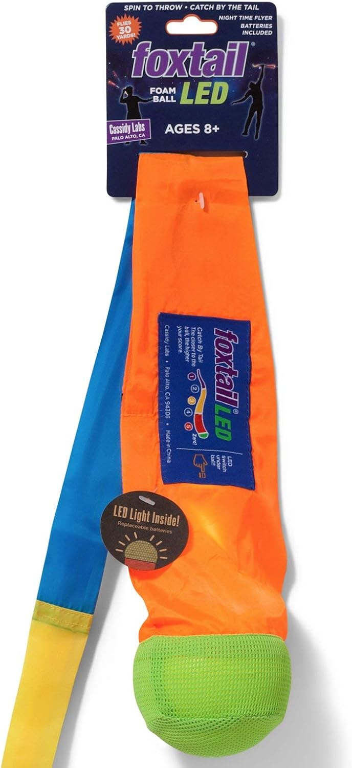 LED - Outdoor Throw and Catch Light Up Game - Foam Ball & Tail Glow at Night - Play in The Dark - Fun Gift Idea for Kids & Adults, Boys & Girls