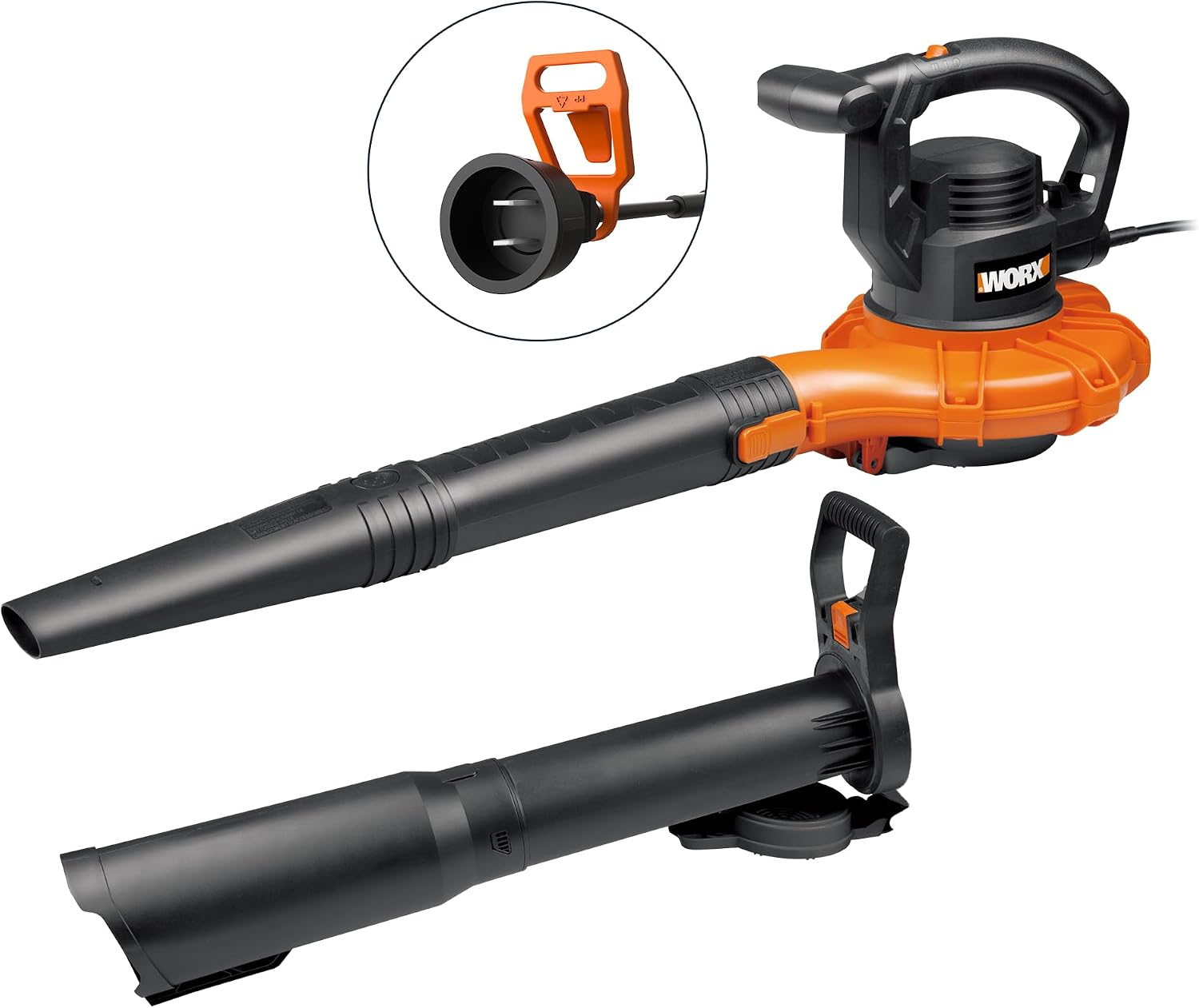 WORX Trivac 3-in-1 Electric Leaf Blower/Leaf Vacuum/Leaf Mulcher, WG509 | 350CFM & 210MPH Airflow, 18:1 Mulch Ratio for Efficient Leaf Removal, Corded