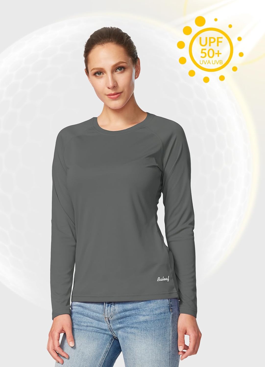 baleaf Women's UPF 50+ Sun Shirts Long Sleeve Stretchy Quick Dry | Lightweight, Rash Guard, UPF 50+ Sun Protection, Breathable Comfort material for Hking Workout, Excellent for hot weather