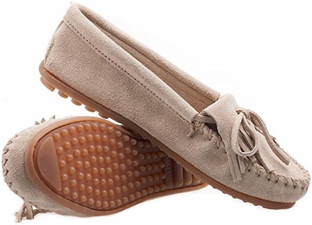 Minnetonka Women's Kilty Suede Hardsole Moccasin