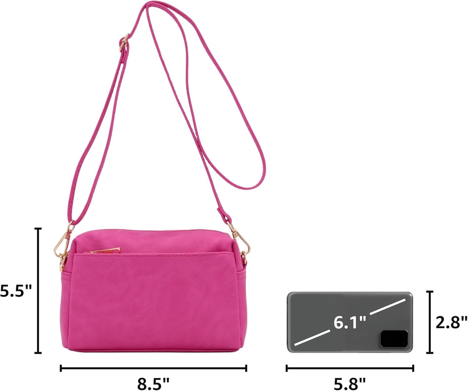 Triple Zip Small Crossbody Bag
