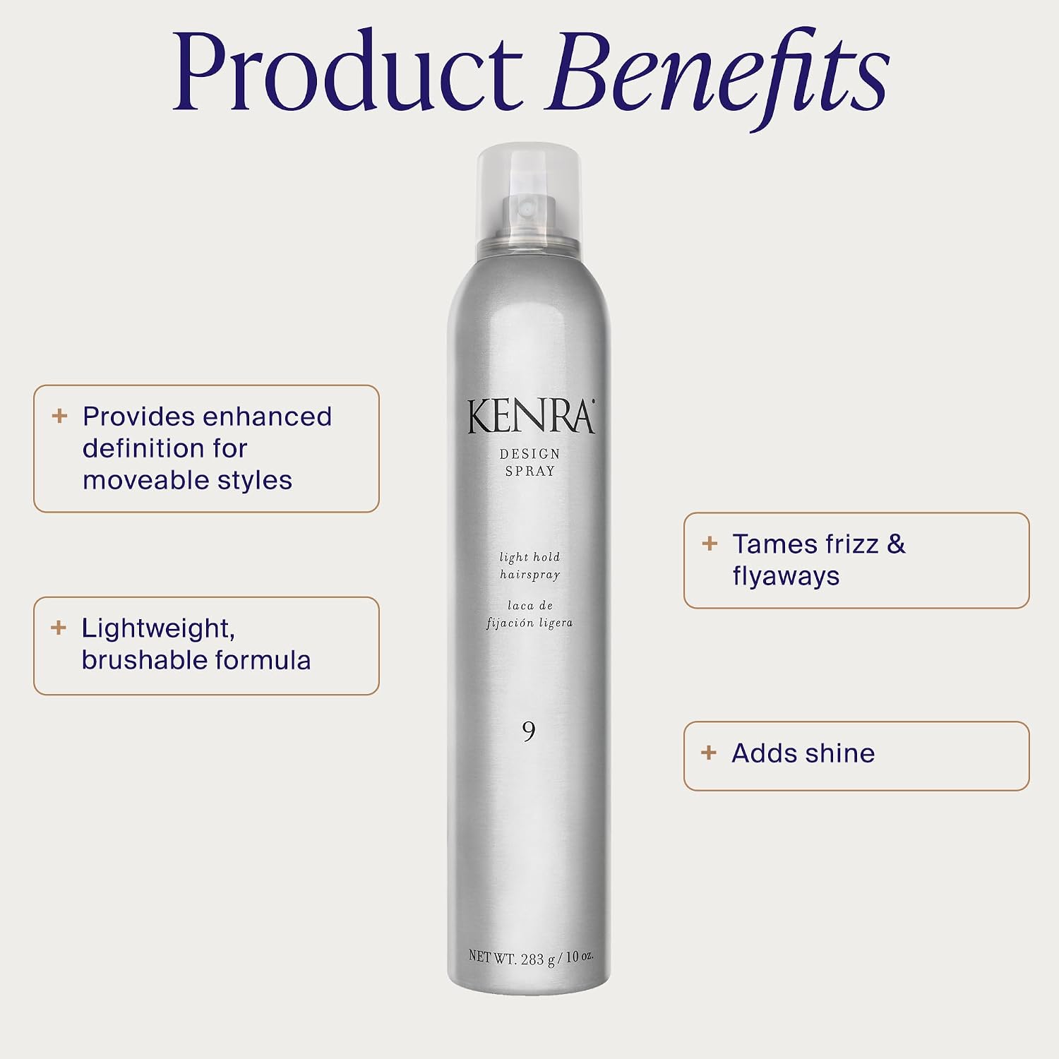 Kenra Design Spray 9 | Light Hold Hairspray | Tames Frizz & Flyaways | Lightweight, Brushable Formula | All Hair Types
