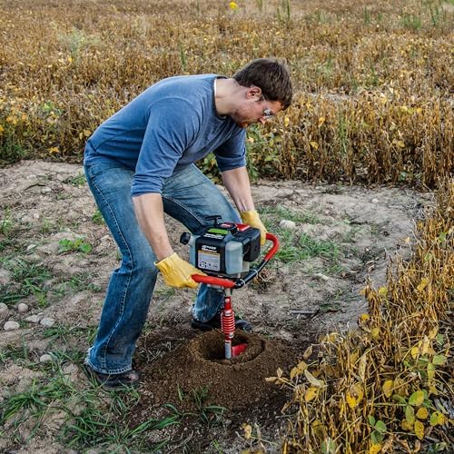 Earthquake E43 1-Person Earth Auger Powerhead, 43cc 2-Cycle Viper Engine, 30:1 Transmission, 5 Year Limited Warranty, Red or Black Auger Bit