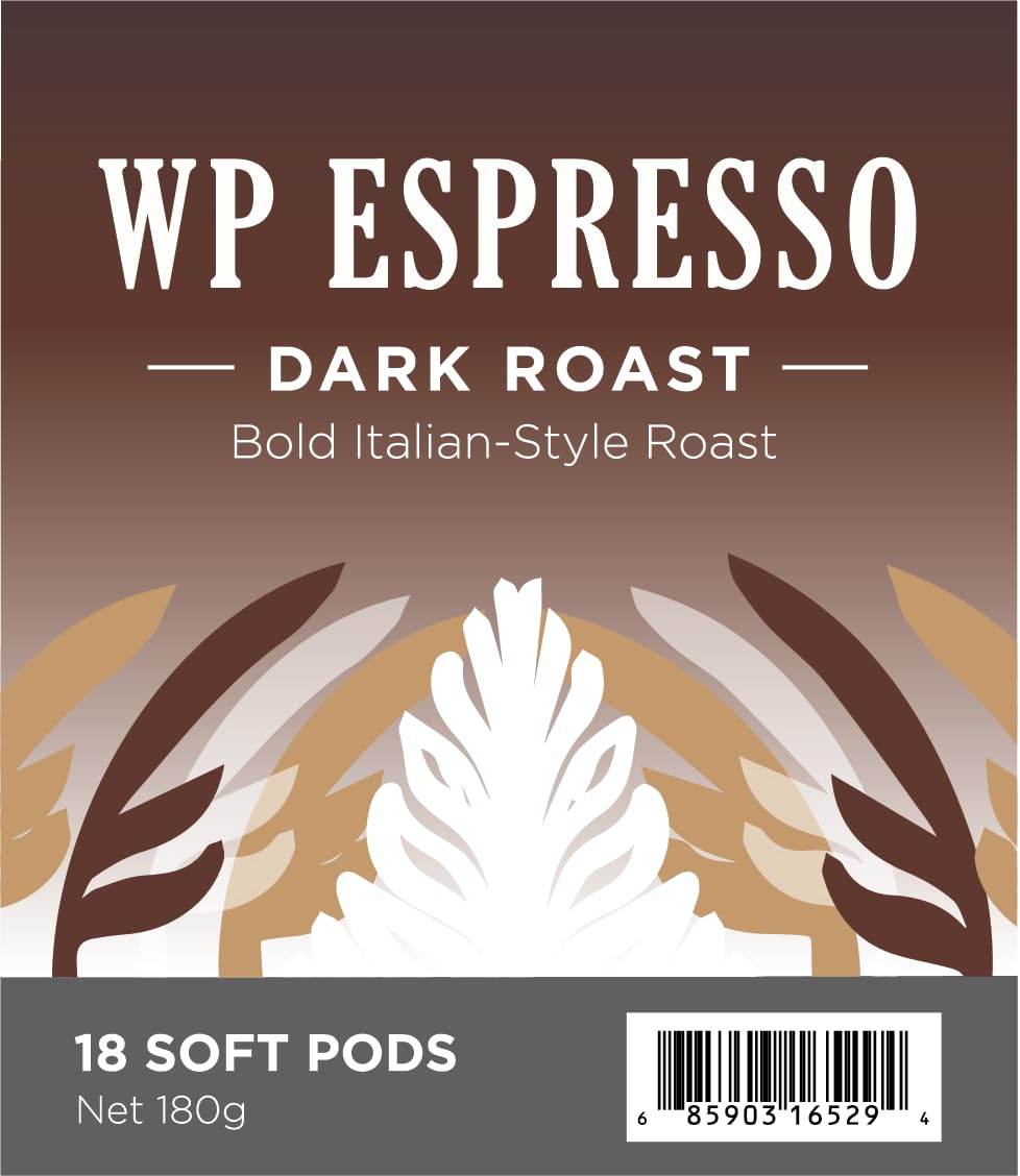 Wolfgang Puck Coffee, Espresso, 9.5 Gram Soft Pods, 18 Count (Pack of 1)