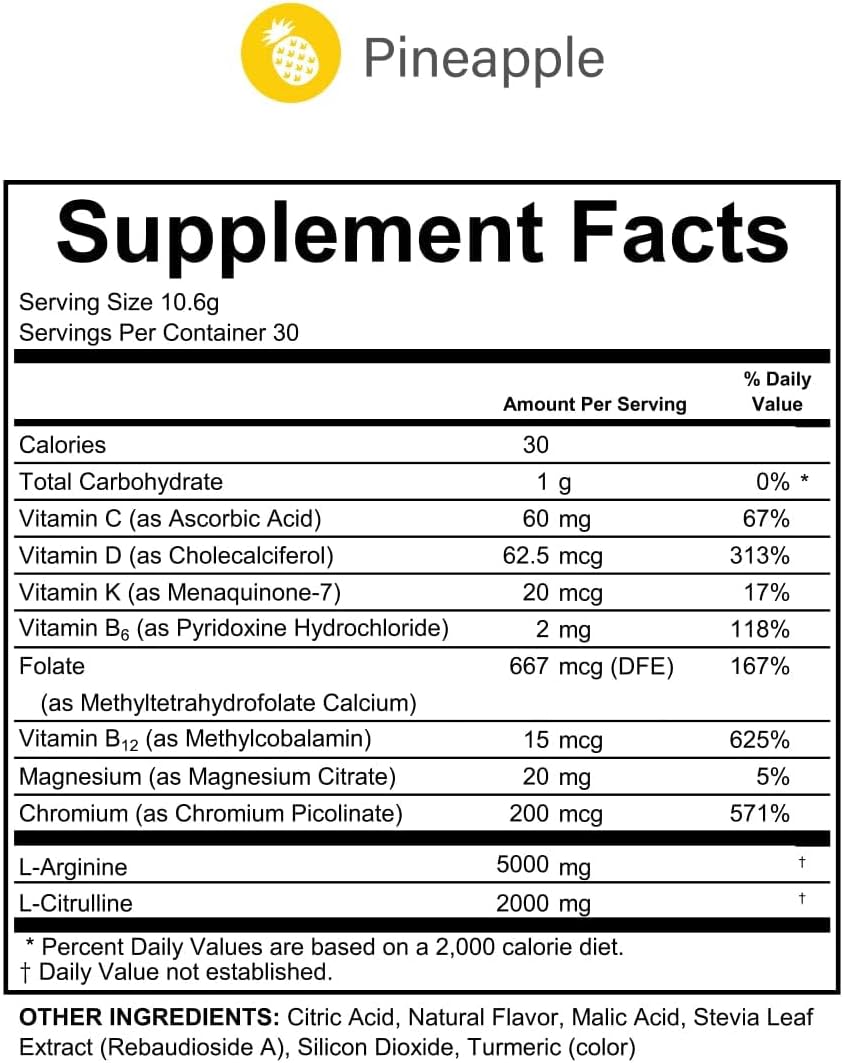 Fenix L-Arginine Complete 5000mg Nitric Oxide Booster, Pineapple