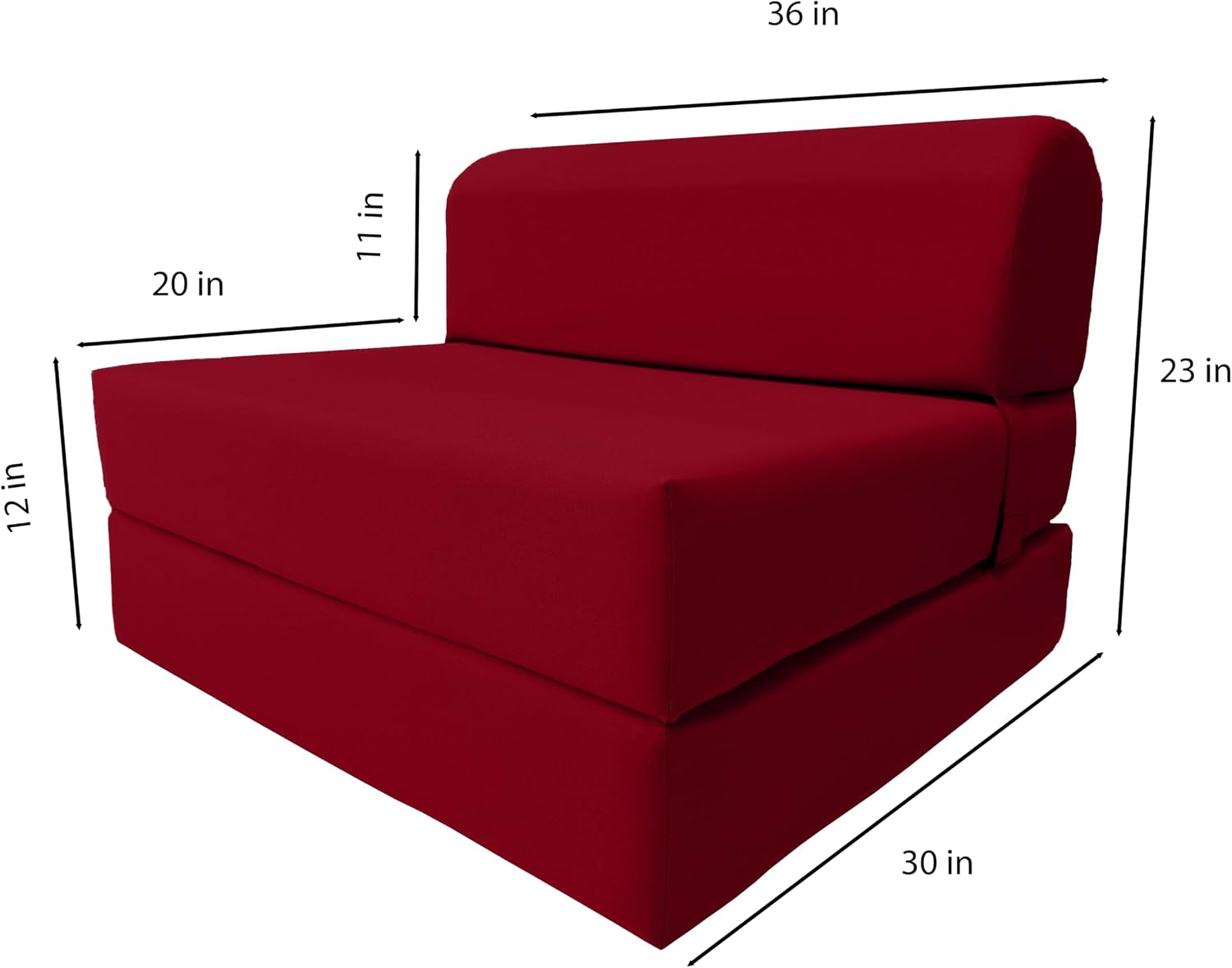 D&D Futon Furniture Sleeper Chair Folding Foam Bed, Portable Studio Guest Sofa Beds 6 x 36 x 70 Red