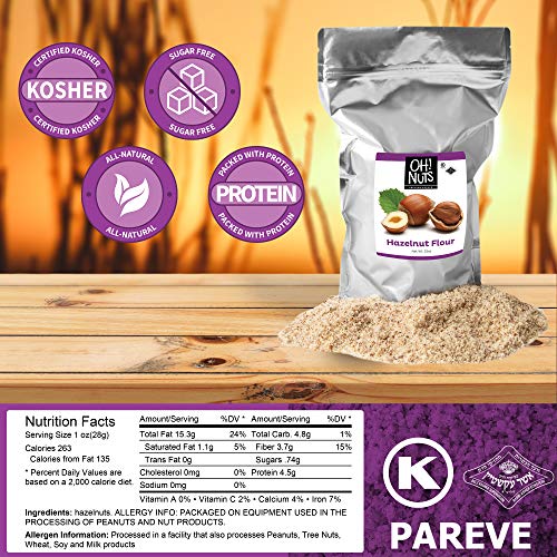 Oh! Nuts Flour | Fresh Flour in Resealable Bulk Bag | Healthy Flour for Baking, Cooking & Eating Recipes | Certified Kosher, Dairy & Egg Free