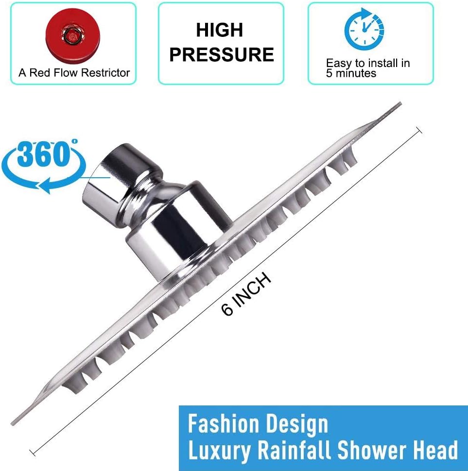 NearMoon Rain Shower Head, Ultra-Thin Design-Pressure Boosting, Awesome Some Experience, High Flow Stainless Steel Rainfall Head (10 Inch