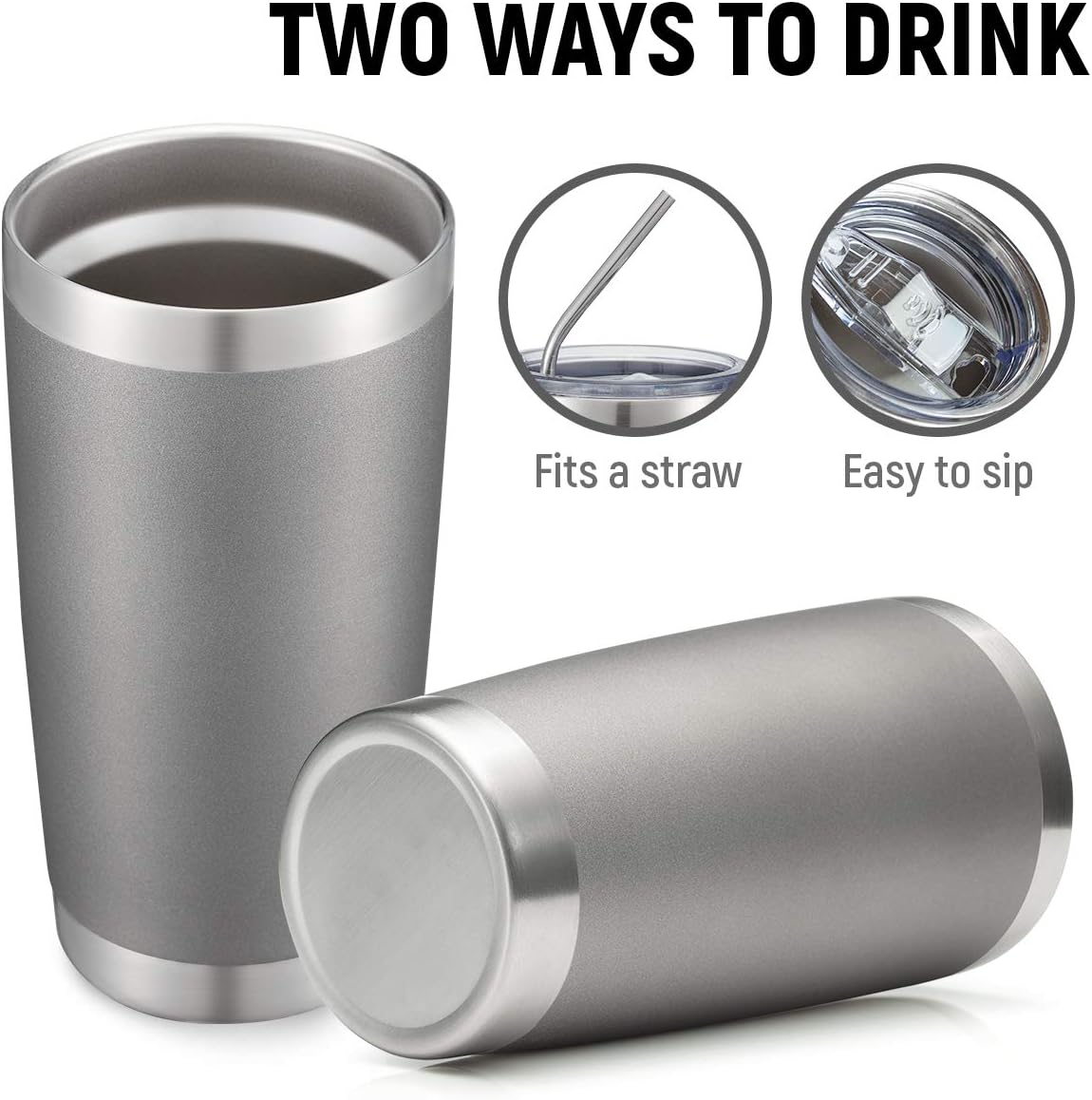 COMOOO 20oz Double Wall Vacuum Insulated Travel Mug