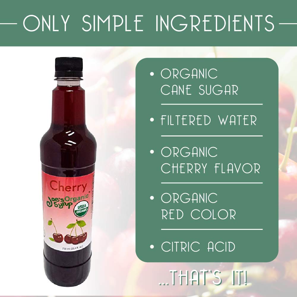 Joe’s Syrup Organic Flavored Syrup, Organic Strawberry, 750 ml | Vegan, gluten-free, Non-GMO, no HFCS; for cocktails & desserts