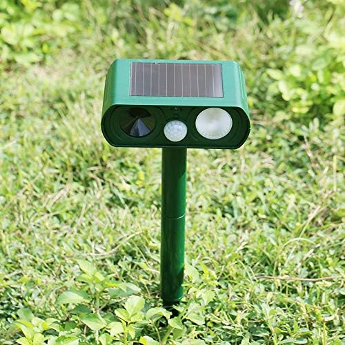 Animal Repellent Solar Powered Ultrasonic Animal Repellent Motion Sensor and Flashing Light Outdoor Weatherproof Farm Garden Lawn for Cat Dog Coyote