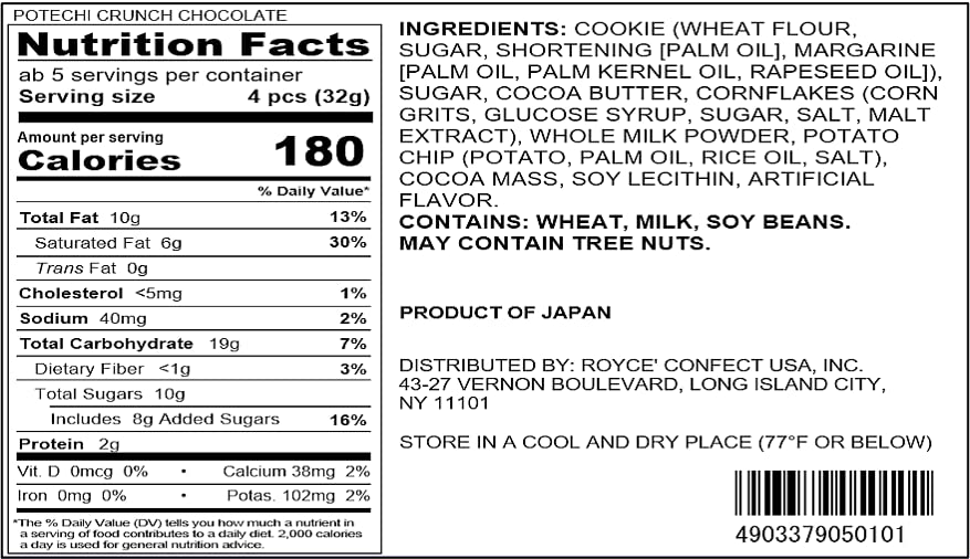 ROYCE' Potatochip Chocolate "Original" - |Chocolate Coated Crispy Potato Chips | Gourmet Snack for Gifting & Indulging | Japanese Potato Chip Chocolate from Hokkaido (7 Servings per Container)