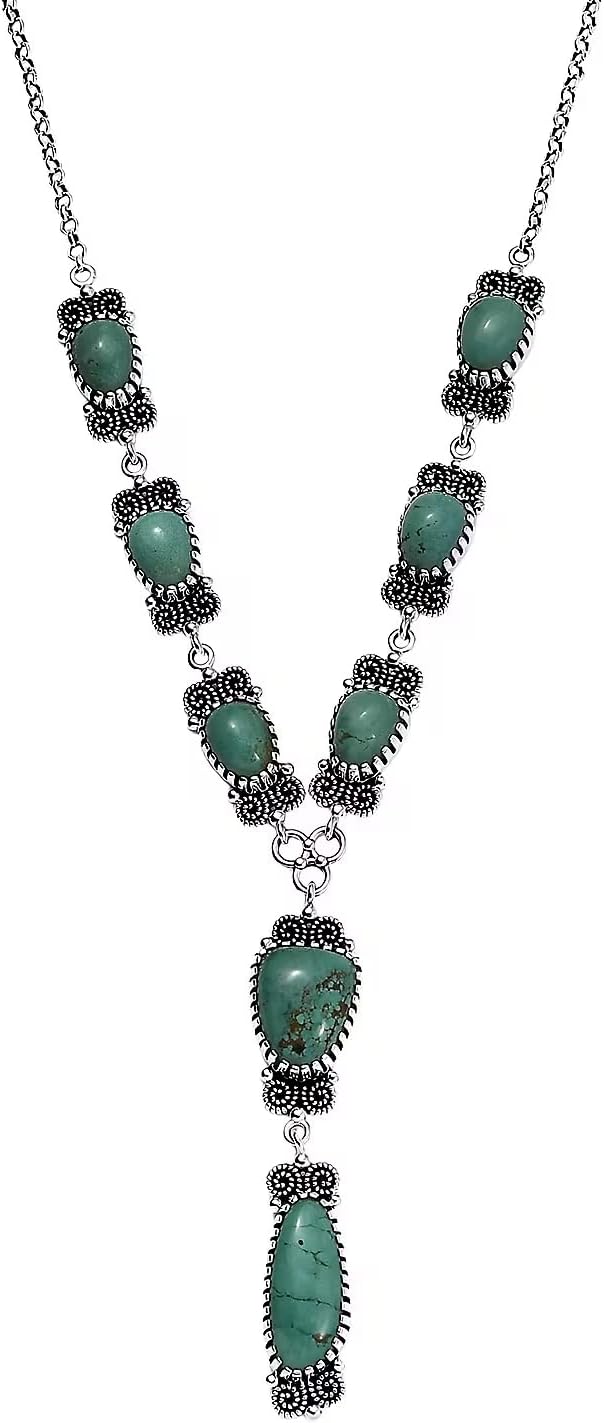 Artisan Crafted Turquoise 27.50 ctw Necklace 18 Inches in Sterling Silver