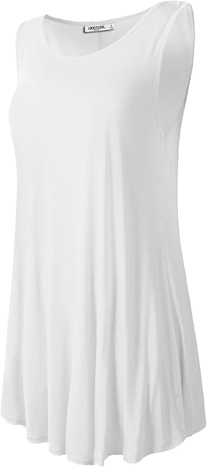 Lock and Love Women Solid Short Sleeve/Sleeveless Tunic for Leggings Swing Tunic Flare Tank Tops S-5XL Plus Size Made in USA