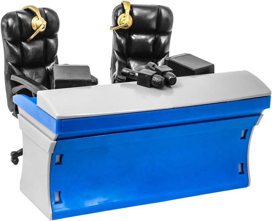 Ultimate Blue & Gray Commentator Table Playset for Wrestling Action Figures | Create a Complete Ringside Broadcast Area with a Blue and Gray Table