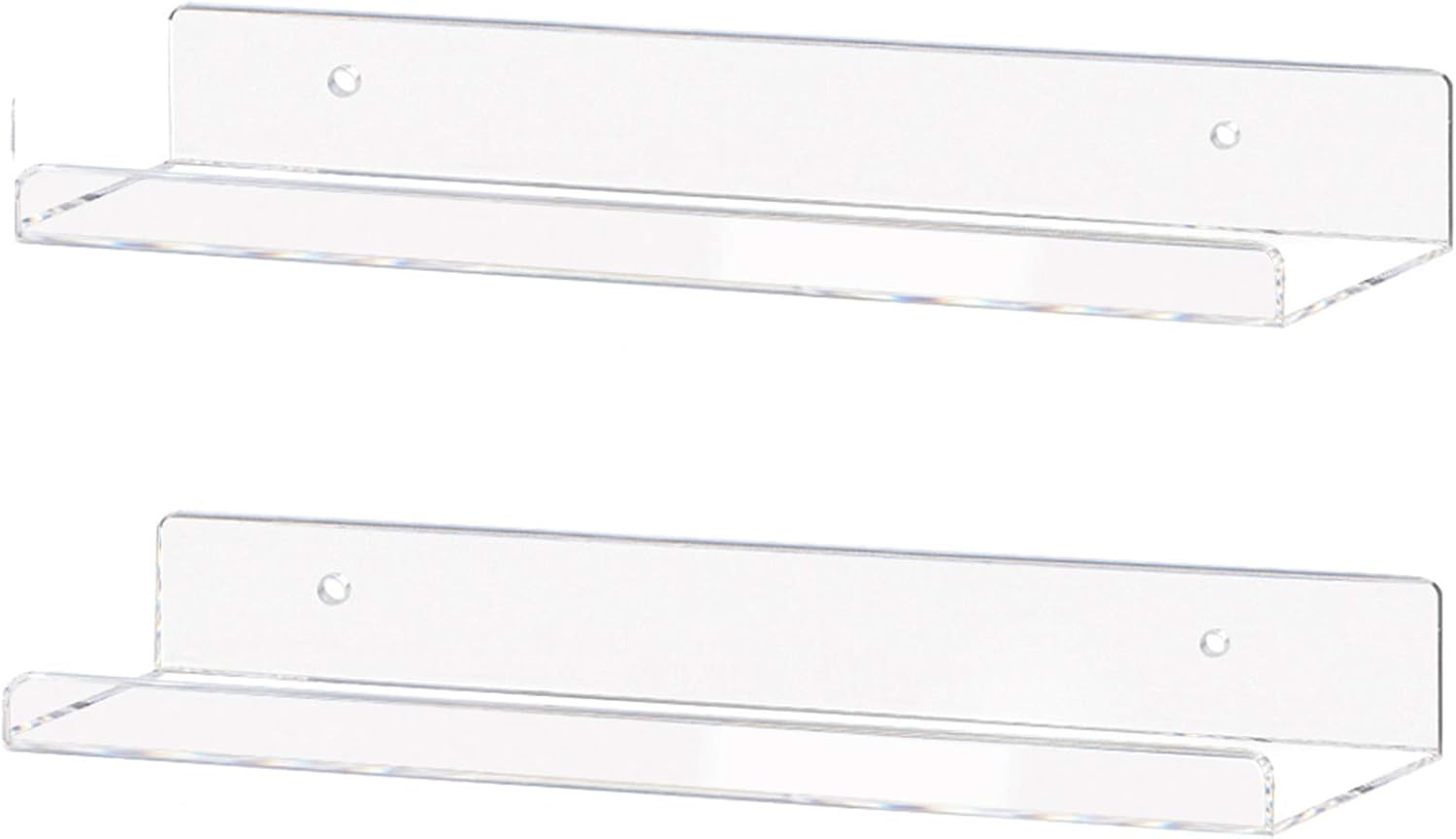 Weiai Clear Acrylic Shelves 15" Invisible Floating Wall Mount Display Bookshelf